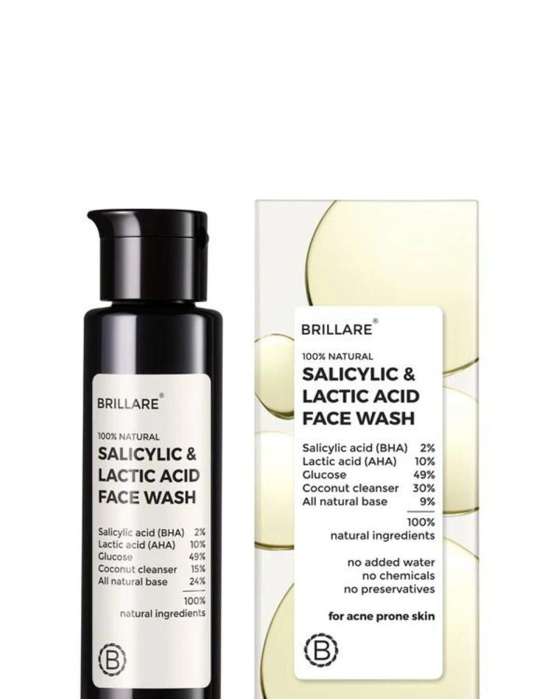 Brillare 2% Salicylic And 10% Lactic Acid Face Wash For Acne Prone Skin ( 100 ml ) ( Full Size )