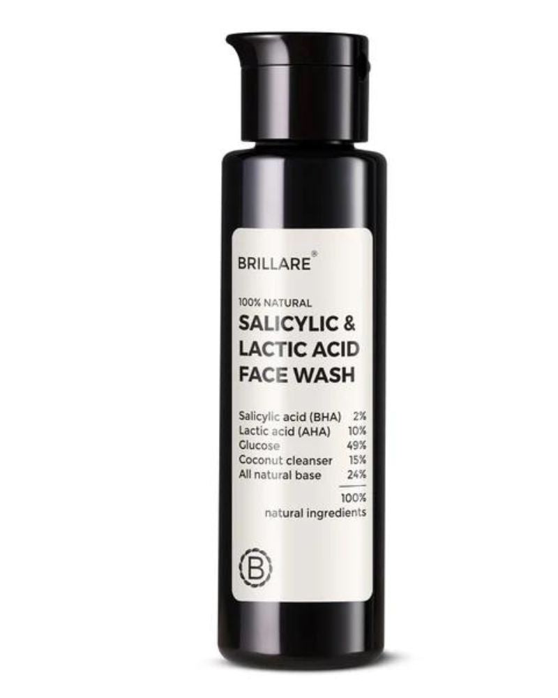 Brillare 2% Salicylic And 10% Lactic Acid Face Wash For Acne Prone Skin ( 100 ml ) ( Full Size )