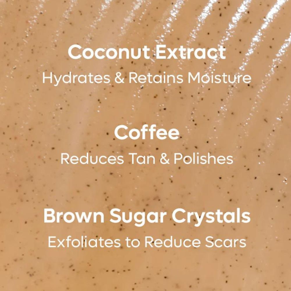 mCaffeine Coffee Sugar Body Scrub with Coconut for Gentle Exfoliation & Smoothening ( 250g ) ( Full Size )