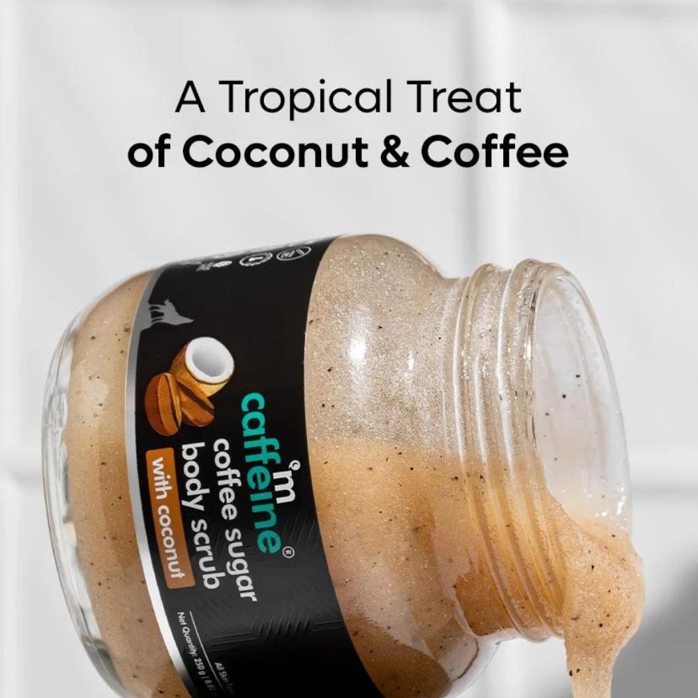 mCaffeine Coffee Sugar Body Scrub with Coconut for Gentle Exfoliation & Smoothening ( 250g ) ( Full Size )