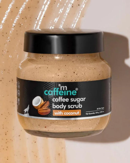 mCaffeine Coffee Sugar Body Scrub with Coconut for Gentle Exfoliation & Smoothening ( 250g ) ( Full Size )