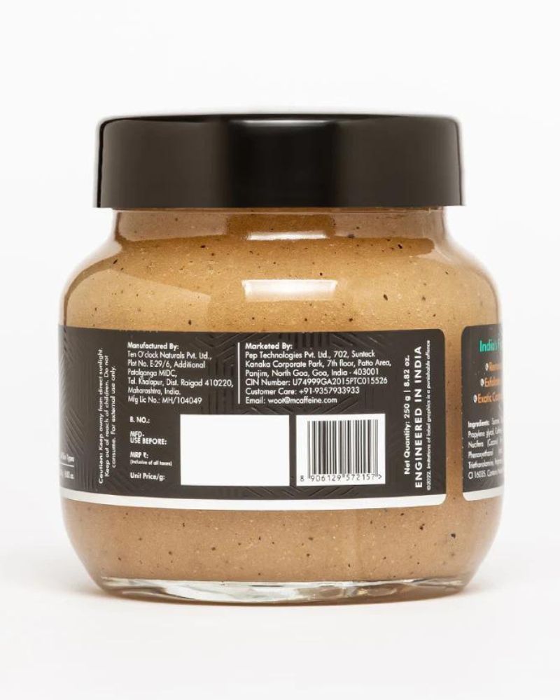 mCaffeine Coffee Sugar Body Scrub with Coconut for Gentle Exfoliation & Smoothening ( 250g ) ( Full Size )