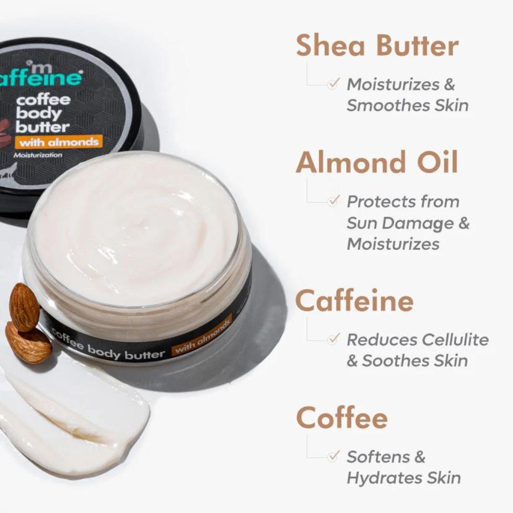 mCaffeine Coffee & Almond Body Butter with Shea Butter for Deep Moisturization & Smooth Skin ( 100 g ) ( Full Size )