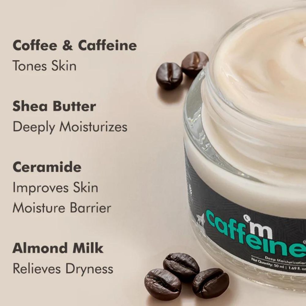 mCaffeine Latte Coffee Face Moisturizer with Shea Butter - Ceramide - Almond Milk   (50 ml ) ( Full Size )