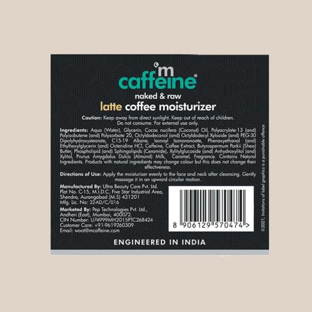 mCaffeine Latte Coffee Face Moisturizer with Shea Butter - Ceramide - Almond Milk   (50 ml ) ( Full Size )