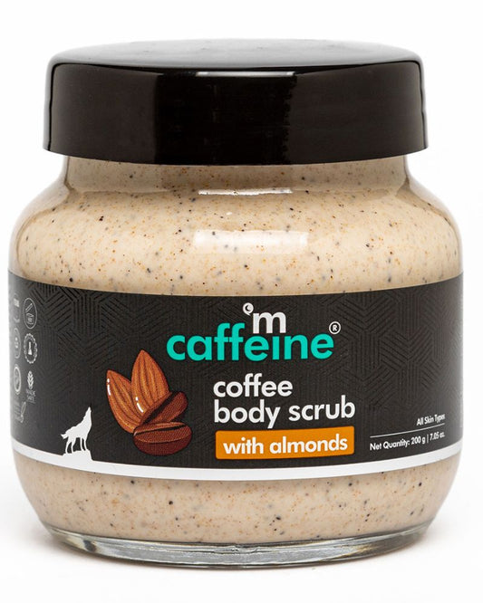mCaffeine Moisturizing & Creamy Coffee Body Scrub with Almonds for Smooth Skin ( 200g ) ( Full Size )