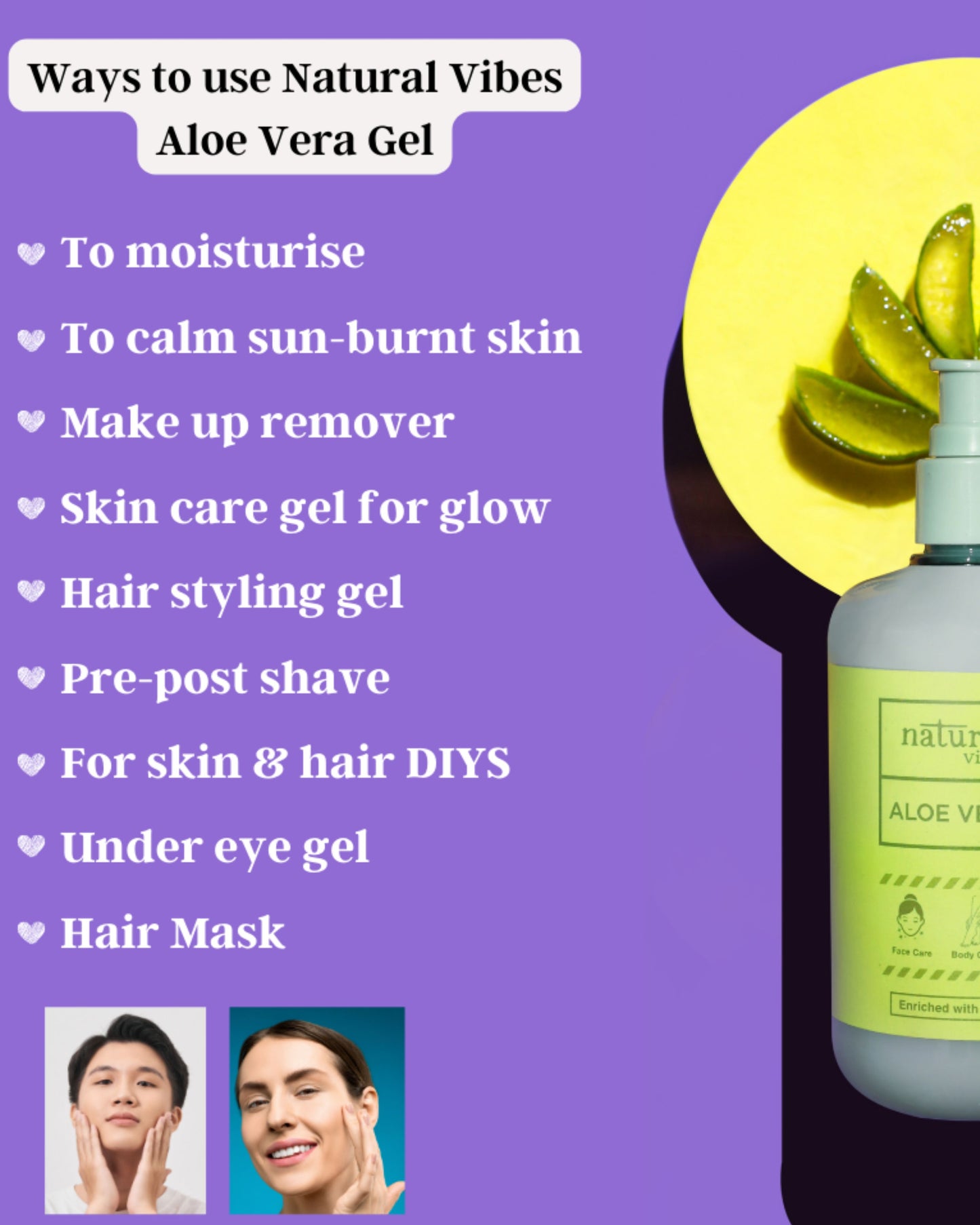 Natural Vibes Aloe Vera Gel with Vitamin C & E for Face, Hair & Body ( 300 ml )