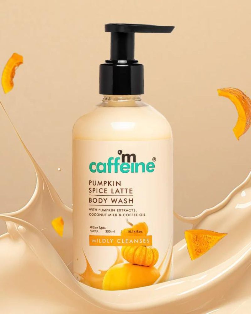 mCaffeine Pumpkin Spice Latte Body Wash | Sweet & Spicy Aroma ( 300 ml ) ( Full Size )