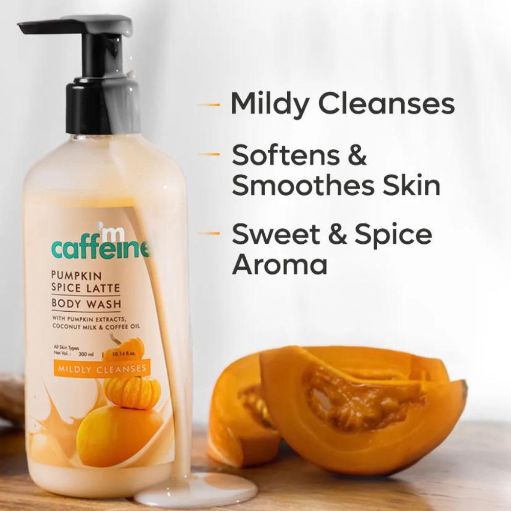 mCaffeine Pumpkin Spice Latte Body Wash | Sweet & Spicy Aroma ( 300 ml ) ( Full Size )