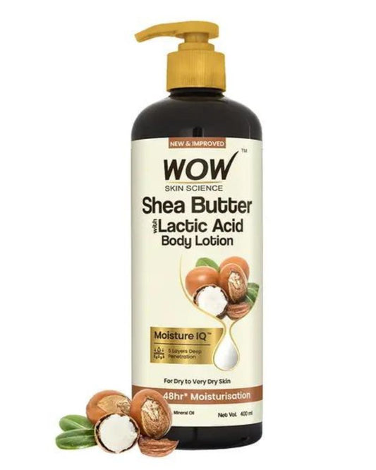 WOW Skin Science Shea Butter And Cocoa Butter With Lactic Acid Body Lotion ( 400 Ml ) ( Full Size )