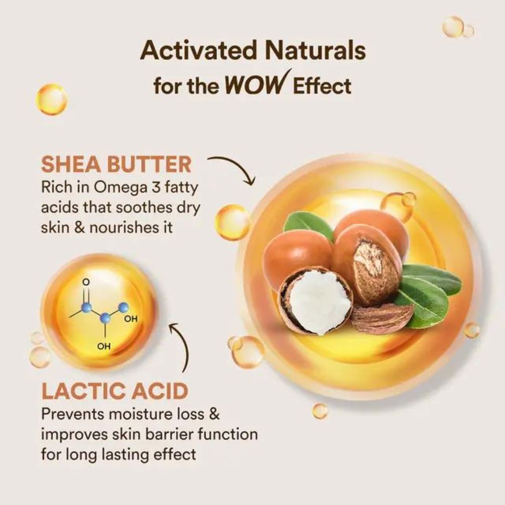 WOW Skin Science Shea Butter And Cocoa Butter With Lactic Acid Body Lotion ( 400 Ml ) ( Full Size )